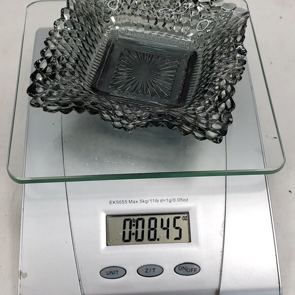 Vtg 1970s Federal Glass Smokey Trinket Candy Dish Diamond Cut Square Decorative - Picture 8 of 8